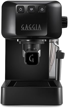 GAGGIA EG2109 BLACK Machine manuelle à café expresso, café moulu ou gaufres, 100% conçue et fabriquée en Italie, système POD pour expressi crémeux avec dosettes, pré-perfusion automatique, 15 bar