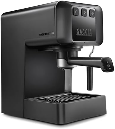 GAGGIA EG2109 BLACK Machine manuelle à café expresso, café moulu ou gaufres, 100% conçue et fabriquée en Italie, système POD pour expressi crémeux avec dosettes, pré-perfusion automatique, 15 bar