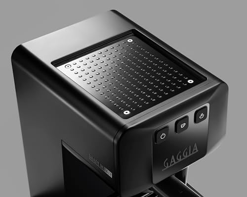 GAGGIA EG2109 BLACK Machine manuelle à café expresso, café moulu ou gaufres, 100% conçue et fabriquée en Italie, système POD pour expressi crémeux avec dosettes, pré-perfusion automatique, 15 bar