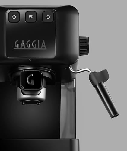 GAGGIA EG2109 BLACK Machine manuelle à café expresso, café moulu ou gaufres, 100% conçue et fabriquée en Italie, système POD pour expressi crémeux avec dosettes, pré-perfusion automatique, 15 bar