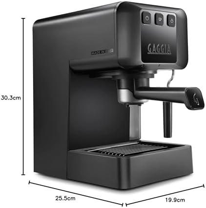 GAGGIA EG2109 BLACK Machine manuelle à café expresso, café moulu ou gaufres, 100% conçue et fabriquée en Italie, système POD pour expressi crémeux avec dosettes, pré-perfusion automatique, 15 bar