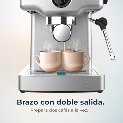 Cecotec Cafetière Express Barista Power Espresso 20 Barista Mini. 1465 W, 20 Bars, Manomètre et Thermobloc, Vaporisateur Orientable et Bras à Double Sortie, Capacité de 1,8 L