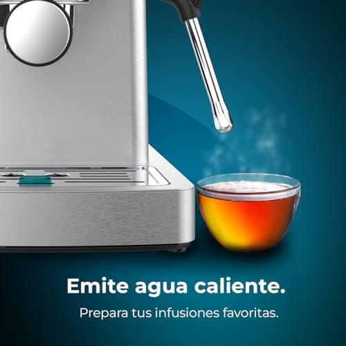 Cecotec Cafetière Express Barista Power Espresso 20 Barista Mini. 1465 W, 20 Bars, Manomètre et Thermobloc, Vaporisateur Orientable et Bras à Double Sortie, Capacité de 1,8 L