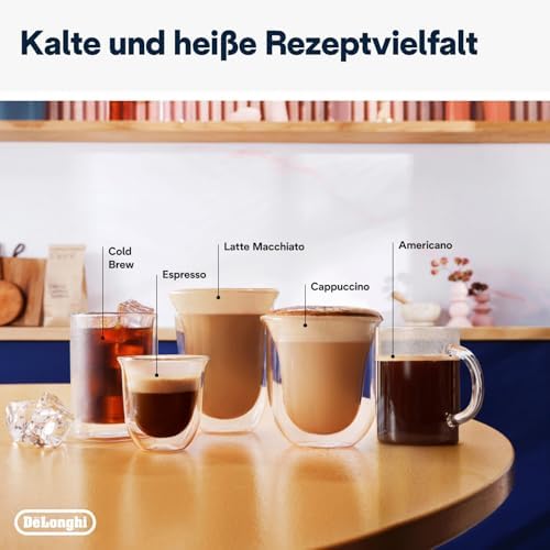 De'Longhi La Specialista Arte Evo EC9255.T Machine à expresso avec broyeur, fonction brassage à froid, 8 niveaux de mouture, 15 bars, 3 températures, buse à mousse de lait, titane avec kit barista