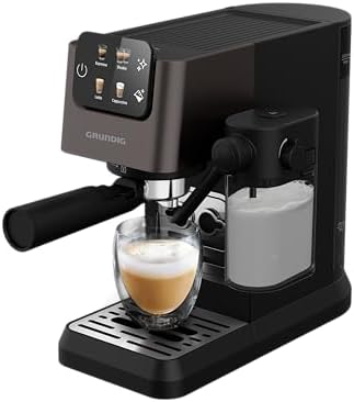 GRUNDIG KSM 5330 Machine à café avec réservoir à lait intégré, puissance 1628 W, pression de pompe 15 bar, double buse, écran tactile coloré, BrewSense, CreamyPro, Dark Inox/noir