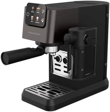 GRUNDIG KSM 5330 Machine à café avec réservoir à lait intégré, puissance 1628 W, pression de pompe 15 bar, double buse, écran tactile coloré, BrewSense, CreamyPro, Dark Inox/noir
