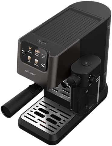 GRUNDIG KSM 5330 Machine à café avec réservoir à lait intégré, puissance 1628 W, pression de pompe 15 bar, double buse, écran tactile coloré, BrewSense, CreamyPro, Dark Inox/noir