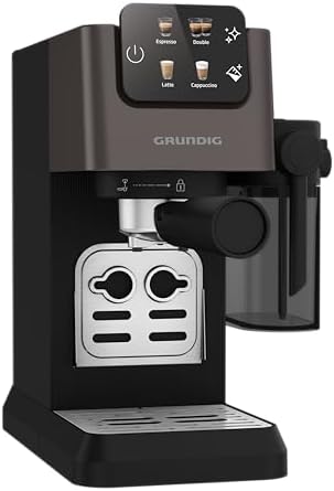 GRUNDIG KSM 5330 Machine à café avec réservoir à lait intégré, puissance 1628 W, pression de pompe 15 bar, double buse, écran tactile coloré, BrewSense, CreamyPro, Dark Inox/noir