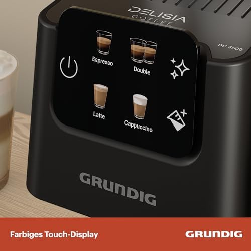 GRUNDIG KSM 5330 Machine à café avec réservoir à lait intégré, puissance 1628 W, pression de pompe 15 bar, double buse, écran tactile coloré, BrewSense, CreamyPro, Dark Inox/noir