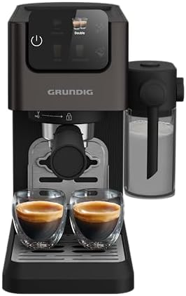 GRUNDIG KSM 5330 Machine à café avec réservoir à lait intégré, puissance 1628 W, pression de pompe 15 bar, double buse, écran tactile coloré, BrewSense, CreamyPro, Dark Inox/noir