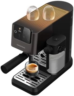 GRUNDIG KSM 5330 Machine à café avec réservoir à lait intégré, puissance 1628 W, pression de pompe 15 bar, double buse, écran tactile coloré, BrewSense, CreamyPro, Dark Inox/noir