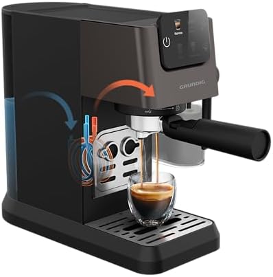GRUNDIG KSM 5330 Machine à café avec réservoir à lait intégré, puissance 1628 W, pression de pompe 15 bar, double buse, écran tactile coloré, BrewSense, CreamyPro, Dark Inox/noir