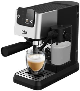 Beko CEP5304X - Machine à café expresso manuel, Mousseur à lait intégré, 1,1 L, 15 bar - inox, 14,5 x 42,5 x 35,5 h cm