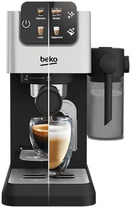 Beko CEP5304X - Machine à café expresso manuel, Mousseur à lait intégré, 1,1 L, 15 bar - inox, 14,5 x 42,5 x 35,5 h cm