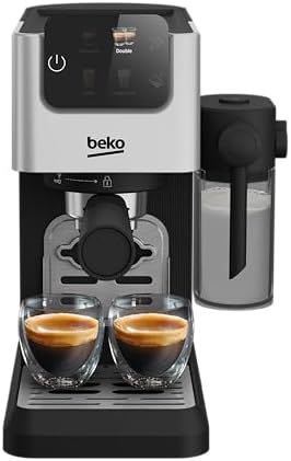 Beko CEP5304X - Machine à café expresso manuel, Mousseur à lait intégré, 1,1 L, 15 bar - inox, 14,5 x 42,5 x 35,5 h cm