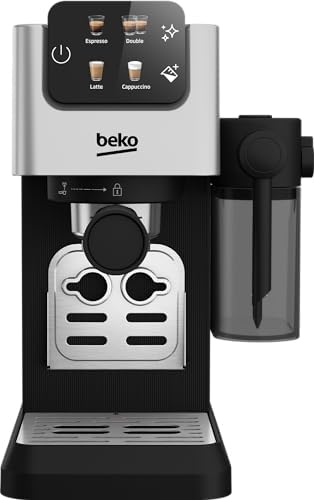 Beko CEP5304X - Machine à café expresso manuel, Mousseur à lait intégré, 1,1 L, 15 bar - inox, 14,5 x 42,5 x 35,5 h cm