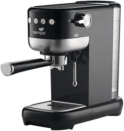 Senya machine à café Tasty Coffee Noir 20 bars, cafetière expresso et cappuccino 1300W, Thermoblock, mousseur de lait, arrêt automatique, SYBF-CM006