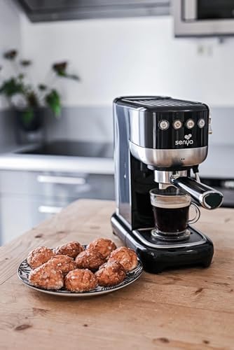 Senya machine à café Tasty Coffee Noir 20 bars, cafetière expresso et cappuccino 1300W, Thermoblock, mousseur de lait, arrêt automatique, SYBF-CM006