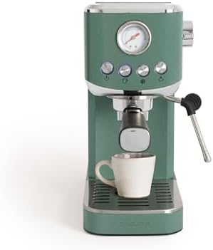 CREATE / THERA CLASSIC COMPACT/Machine à expresso vert sauge / 20 bars, semi-automatique, fonction café froid, double sortie, réservoir de 1,2L, café moulu et dosettes ESE 55 mm, buse vapeur, 1350W