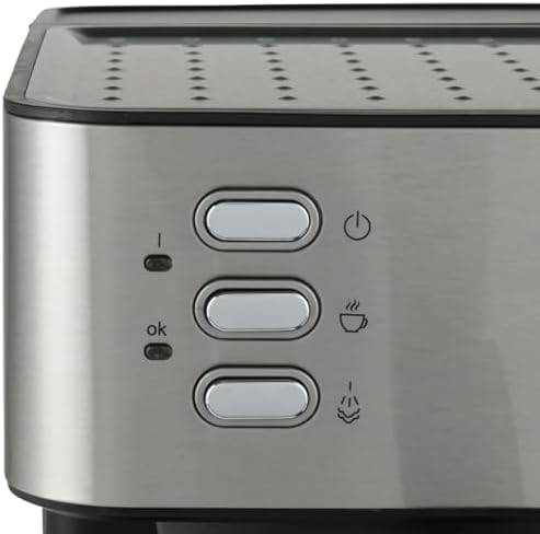 Petra Machine à Espresso Manuelle avec Mousseur à Lait – Compatible avec Café Moulu, Pompe à Pression Italienne de 15 Bars, Réservoir d'Eau Amovible de 1.6L, Inclus Porte-filtre, 850W, PT6137VDE