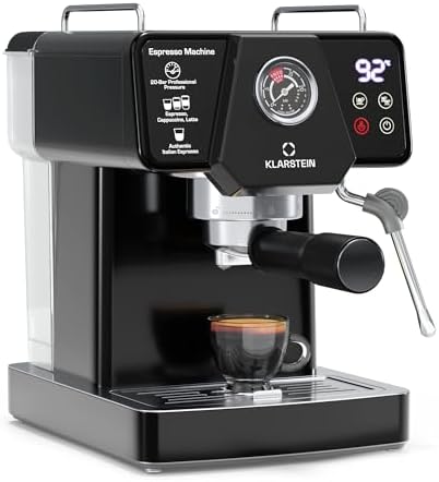Klarstein Libeica machine à café en grains – 19 bars, 1350 W, acier inoxydable, buse vapeur, réservoir 1,8 L, panneau tactile, pour expresso & café en poudre, design élégant