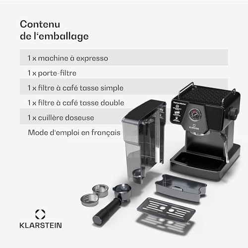 Klarstein Libeica machine à café en grains – 19 bars, 1350 W, acier inoxydable, buse vapeur, réservoir 1,8 L, panneau tactile, pour expresso & café en poudre, design élégant