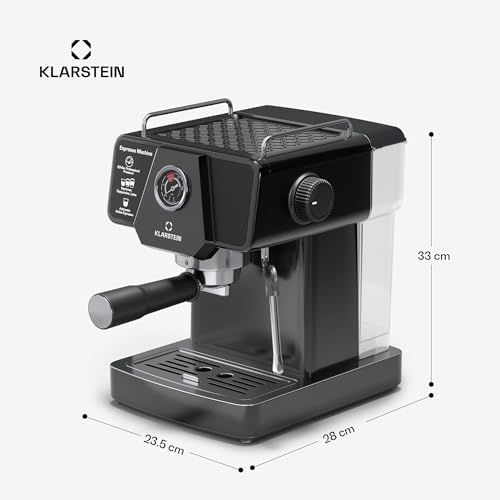 Klarstein Libeica machine à café en grains – 19 bars, 1350 W, acier inoxydable, buse vapeur, réservoir 1,8 L, panneau tactile, pour expresso & café en poudre, design élégant